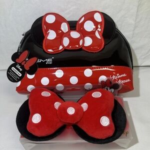 Minnie Mouse 3D Teddy Headband  & Cosmetic Bag Set- Red, Black & White NWT